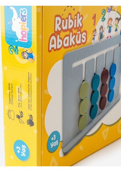 Ahşap Rubik Abaküs / 3+ Yaş / Montessori Eğitici ve Öğretici Renkli Ahşap Oyuncak / Güvenli ve Eğlenceli Çocuk Oyuncağı