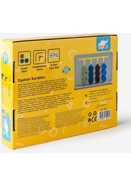 Ahşap Rubik Abaküs / 3+ Yaş / Montessori Eğitici ve Öğretici Renkli Ahşap Oyuncak / Güvenli ve Eğlenceli Çocuk Oyuncağı