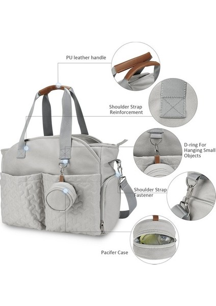 Büyük Kapasiteli Bebek Bakım Çantası - Açık Gri (Yurt Dışından) modelleri