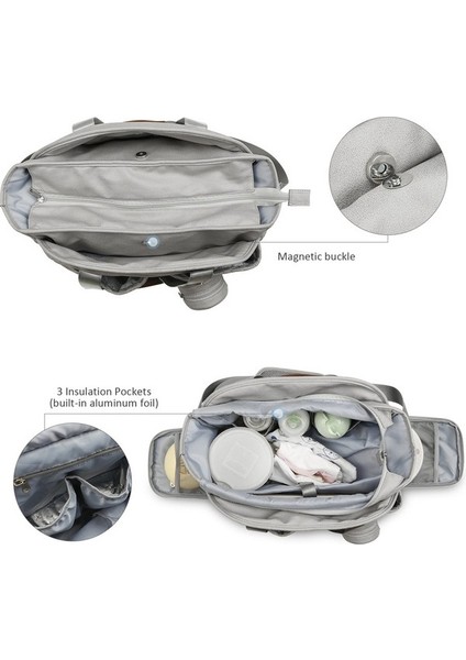 Büyük Kapasiteli Bebek Bakım Çantası - Açık Gri (Yurt Dışından) fırsatları