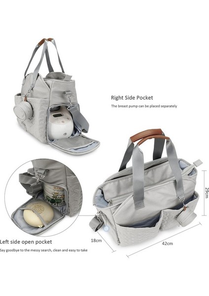 Büyük Kapasiteli Bebek Bakım Çantası - Açık Gri (Yurt Dışından) indirimleri