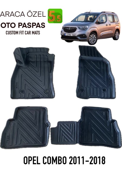 Newdeco Opel Combo 2011-2018 Için 5,5d Carbon Style Havuzlu Paspas - Tpe Malzeme