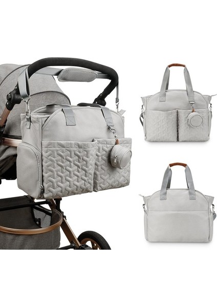 Büyük Kapasiteli Bebek Bakım Çantası - Açık Gri (Yurt Dışından) fiyatları