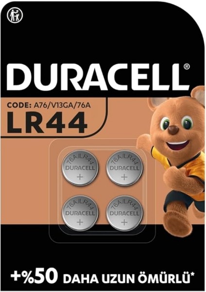 | LR44 Alkalin Düğme Pil, 1.5V, 4'lü Paket, Uzun Ömürlü Güç, Oyuncaklar ve Hesap Makineleri Için