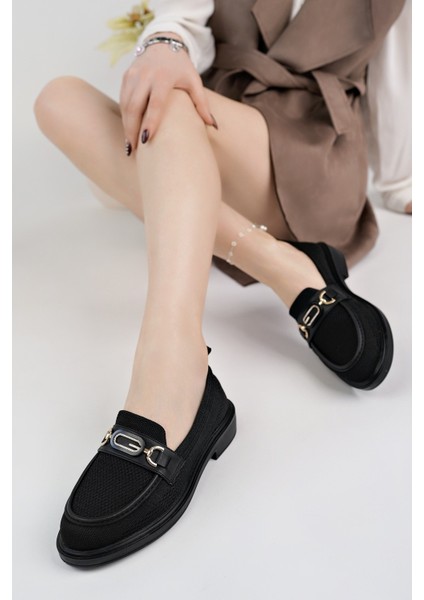 Sakura Metal Tokalı Triko Kadın Loafer Günlük Makosen Ayakkabı