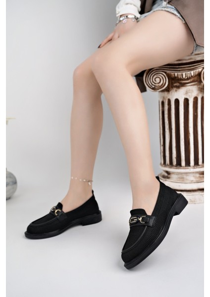 Sakura Metal Tokalı Triko Kadın Loafer Günlük Makosen Ayakkabı