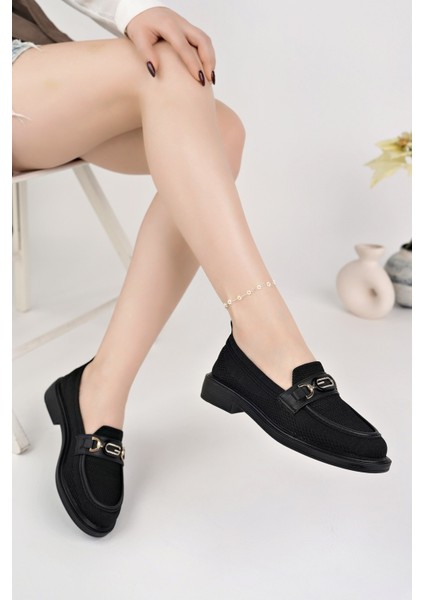 Sakura Metal Tokalı Triko Kadın Loafer Günlük Makosen Ayakkabı