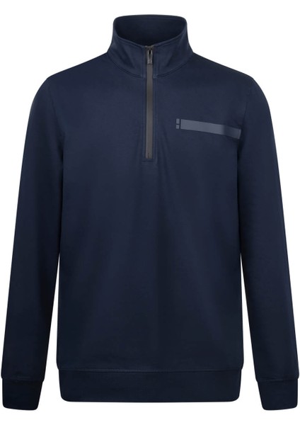 Lacivert Regular Fit Fermuarlı Yarım Balıkçı Yaka Pamuklu Sweatshirt