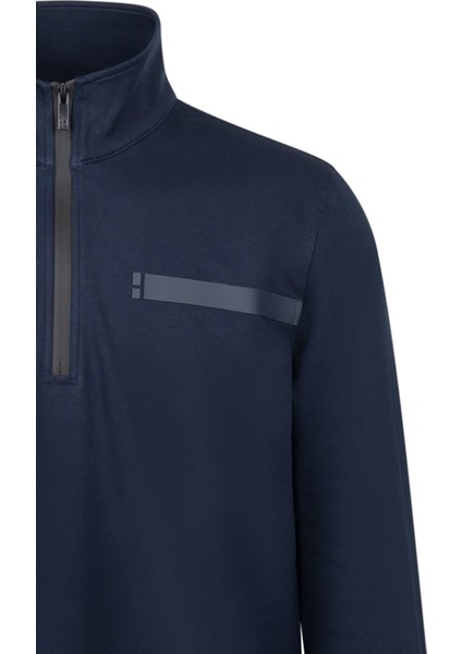 Lacivert Regular Fit Fermuarlı Yarım Balıkçı Yaka Pamuklu Sweatshirt modelleri