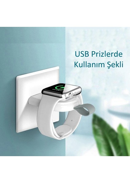Apple Watch USB Şarjlı Taşınabilir Araç Manyetik Şarj Cihazı 10/9/8/7/6/5/4/3/2 ile Uyumlu