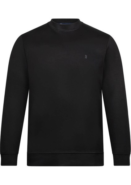Siyah Regular Fit Bisiklet Yaka Sweatshirt