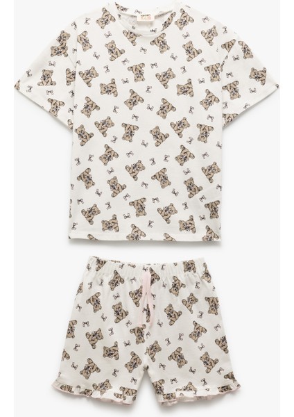 Ayıcık Baskılı Pamuklu Pijama Takımı