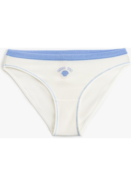 Dikiş Detaylı Baskılı Pamuklu Brief Kadın Külot