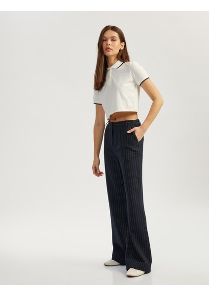 Normal Bel Düğmeli Ispanyol Paça Çizgili Pantolon fiyatları