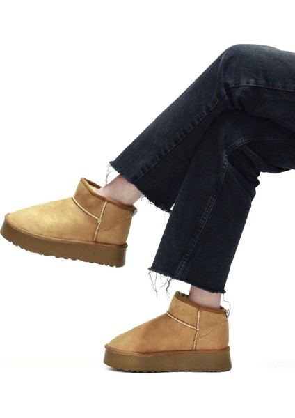 Puffy Kadın Taba Süet Içi Kürklü Kalın Taban Kışlık Bot fırsatları