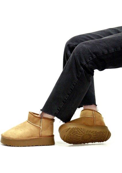 Puffy Kadın Taba Süet Içi Kürklü Kalın Taban Kışlık Bot indirimleri