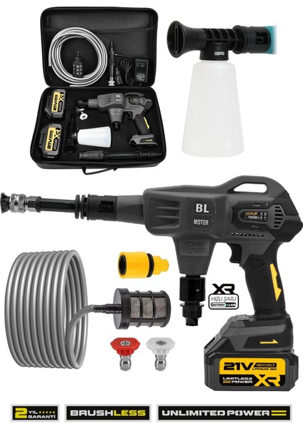 21V Yüksek Basınçlı Kömürsüz Motor Akülü Oto Araba Yıkama Makinesi Şarjlı
