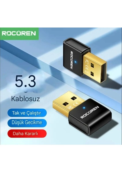 Bluetooth Adaptör 5.3 Yüksek Performans Düşük Gecikme Ce/fc/rohs Lisanslı Süper Hızlı USB Bluetooth Adaptör 5.3 Son Nesil Teknoloji
