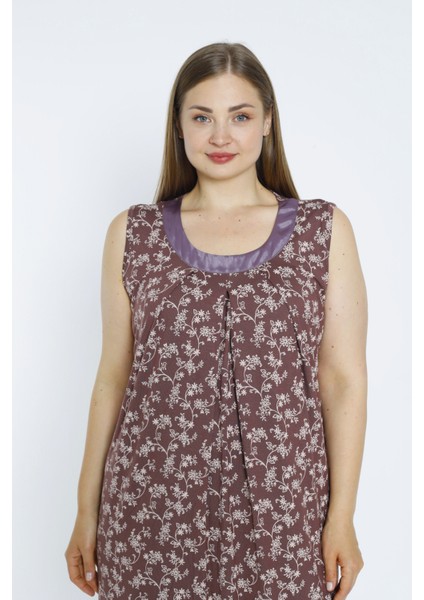 Desenli Saten Detaylı Askılı Büyük Beden Viskon Gecelik fiyatları