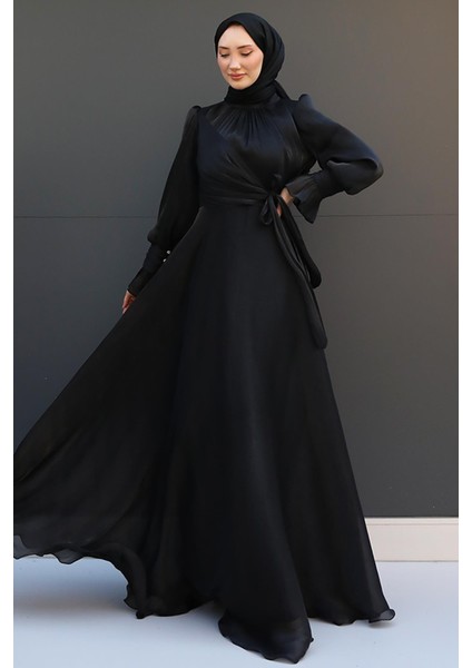 Fiyonk Detay Ipek Abiye Siyah fırsatları