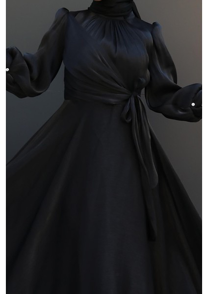 Fiyonk Detay Ipek Abiye Siyah indirimleri