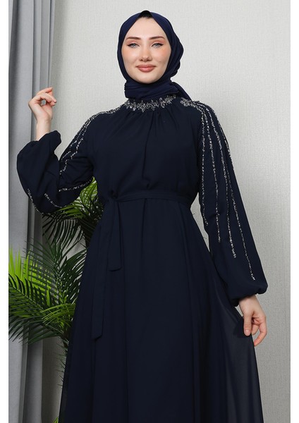 Semra Tesettür Elbise Lacivert indirimleri