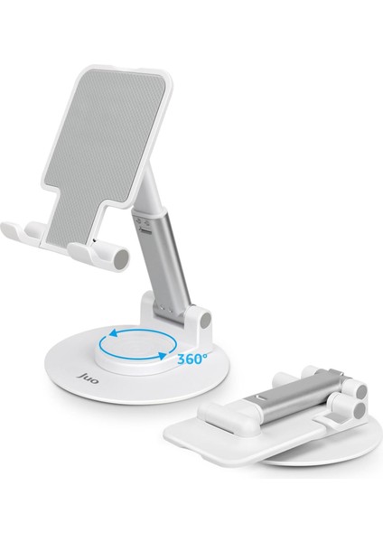 Katlanabilir 360 Derece Dönen Masaüstü Telefon Standı Beyaz