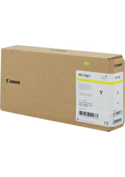 ® Canon PFI-706 Y (Yellow) Sarı Plotter Orijinal Mürekkep Kartuş 700 Ml. (6684B001)