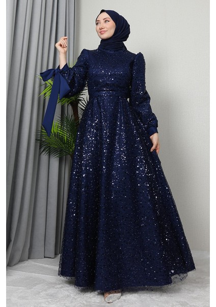 Betül Tesettür Abiye Lacivert