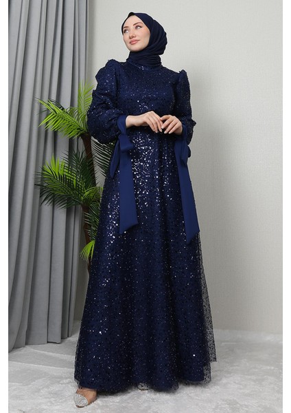 Betül Tesettür Abiye Lacivert modelleri