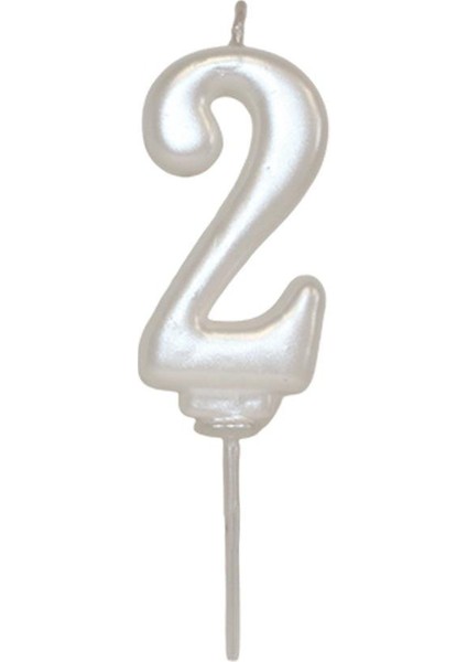 2 Yaş Yeni Inci Beyaz Rakam Mum