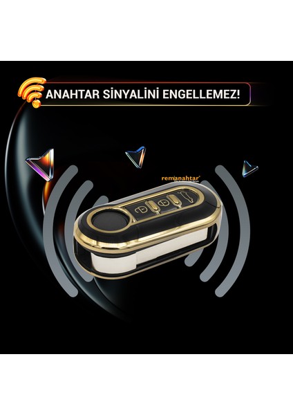 Doblo Fiorino Punto Ducato 3 Buton Sustalı Nano Anahtar Kılıfı Siyah modelleri