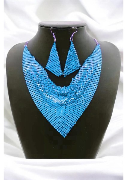 Şal Model Zirh Metal Tasarim Kolye Küpe Set
