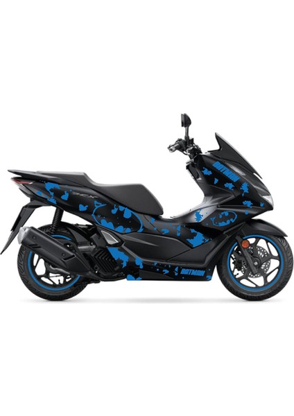Honda Pcx 2021 - 2024 Uyumlu Evrensel Batman Sticker Kaplama Etiket Modeli Mavi Renk