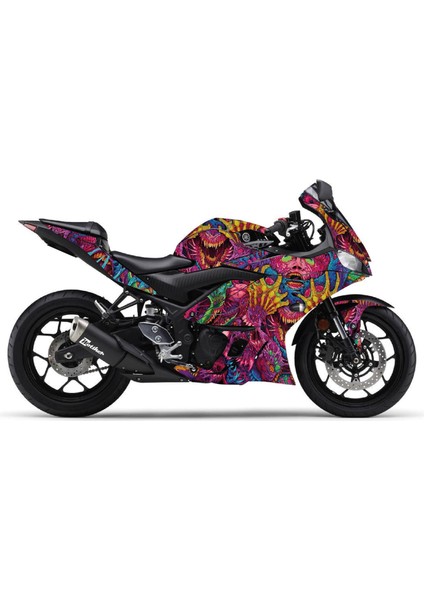 Yamaha Yzf R25 2019 - 2024 Hyper Beast Sticker Etiket Kaplama Modeli Pembe Mor Mavi