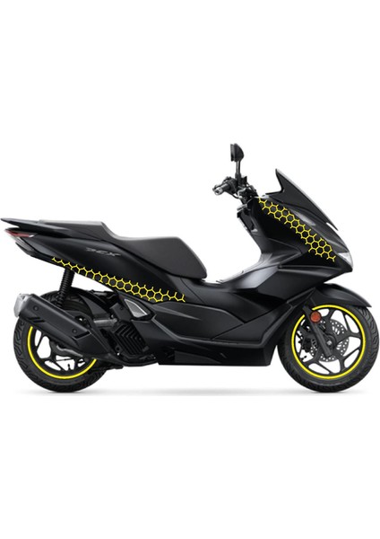 Honda Pcx 2021 - 2024 Uyumlu Evrensel Bal Peteği Sticker Kaplama Etiket Modeli Sarı Renk