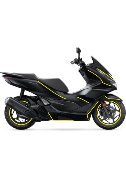 Honda Pcx 2021 - 2024 Uyumlu Evrensel Çizgi Model Sticker Kaplama Etiket Modeli Sarı Renk
