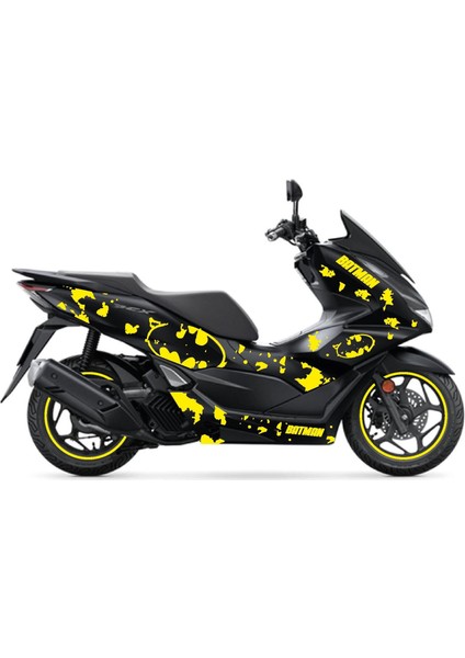Honda Pcx 2021 - 2024 Uyumlu Evrensel Batman Sticker Kaplama Etiket Modeli Sarı Renk