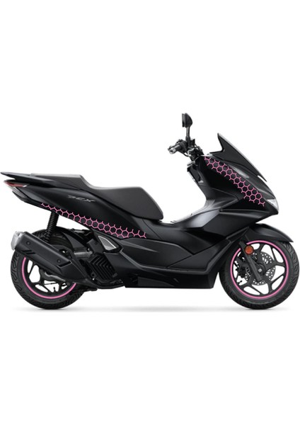 Honda Pcx 2021 - 2024 Uyumlu Evrensel Bal Peteği Sticker Kaplama Etiket Modeli Pembe Renk