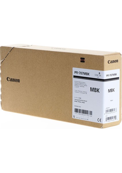 ® Canon PFI-707 Mbk (Matt Black) Mat Siyah Plotter Orijinal Mürekkep Kartuş 700 Ml. (9820B001)