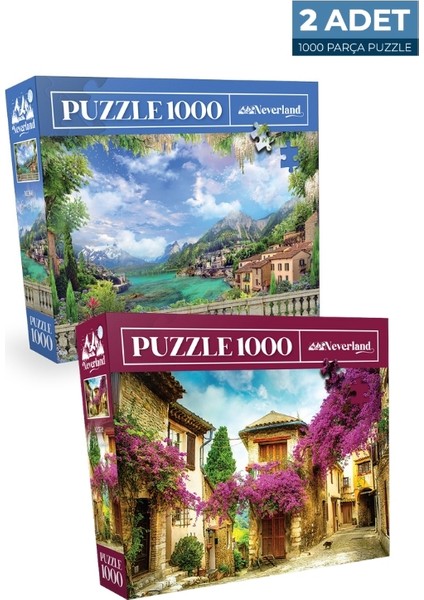 2 Adet 1000 Parça Puzzle - Sahil Manzarası ve Provence
