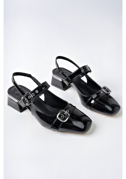 Yuqi Arkası Açık Küt Burun Çift Kemerli Kadın Günlük Klasik Kısa Topuklu Ayakkabı fiyatları