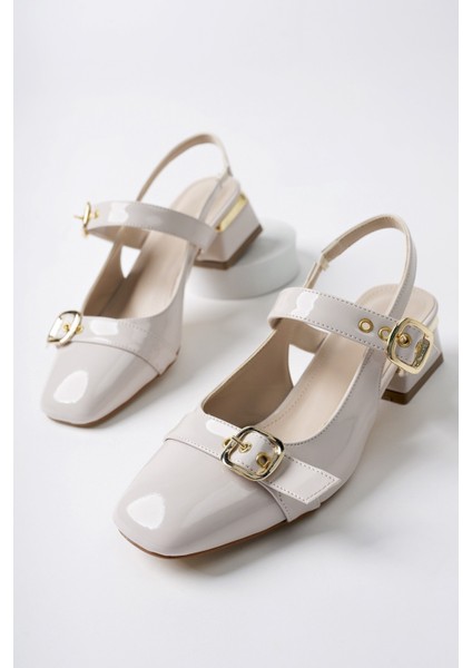 Yuqi Arkası Açık Küt Burun Çift Kemerli Kadın Günlük Klasik Kısa Topuklu Ayakkabı indirimleri