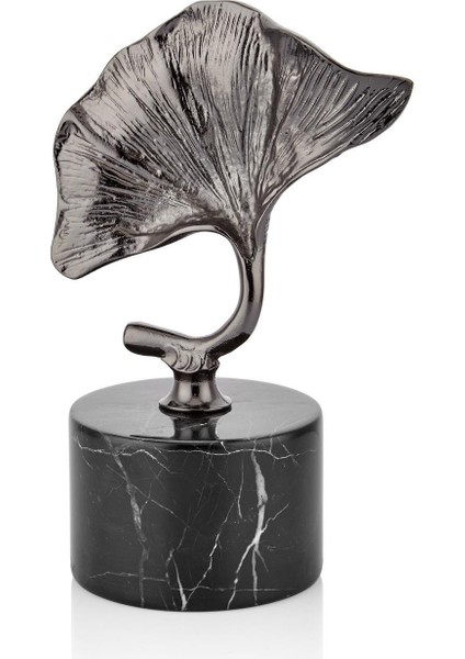 Evza Mermer Kaideli Dekoratif Gingko Antrasit 9*15*21 cm