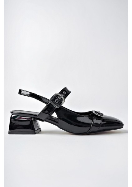 Yuqi Arkası Açık Küt Burun Çift Kemerli Kadın Günlük Klasik Kısa Topuklu Ayakkabı modelleri