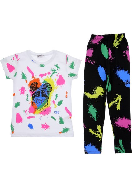 Kız Çocuk Takım Taytlı Renkli Kız Baskılı