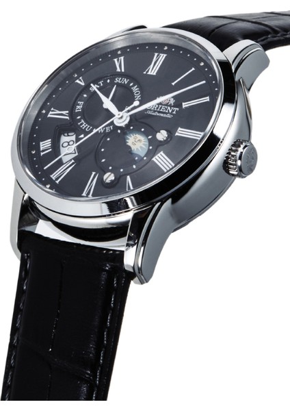 Sun&moon RA-AK0010B30B Kurmalı Otomatik Deri Siyah 43 mm Erkek Kol Saati