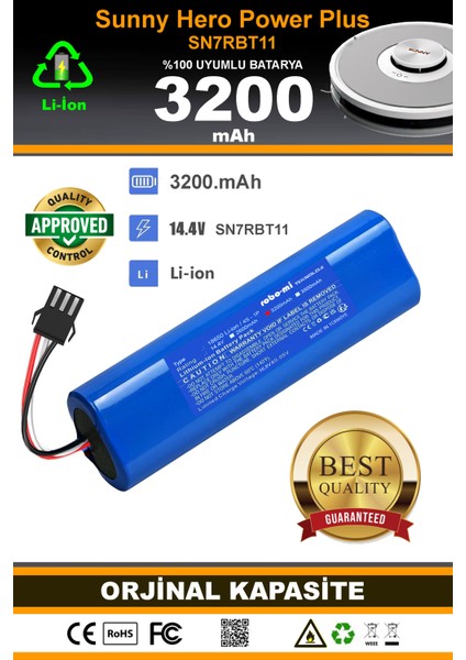 Sunny Hero Power 3200mAh Robot Süpürge Bataryası - Gerçek Kapasite, Maksimum Güvenlik fırsatları