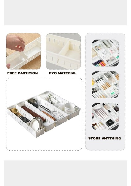3 Adet Orta Boy Ayarlanabilir Beyaz Plastik Organizer & Çekmece Düzenleyici fiyatları