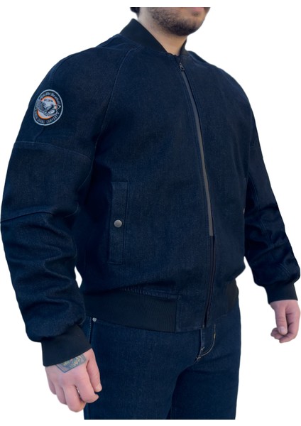 Night Flight Bomber Dark Blue Korumalı Motosiklet Montu